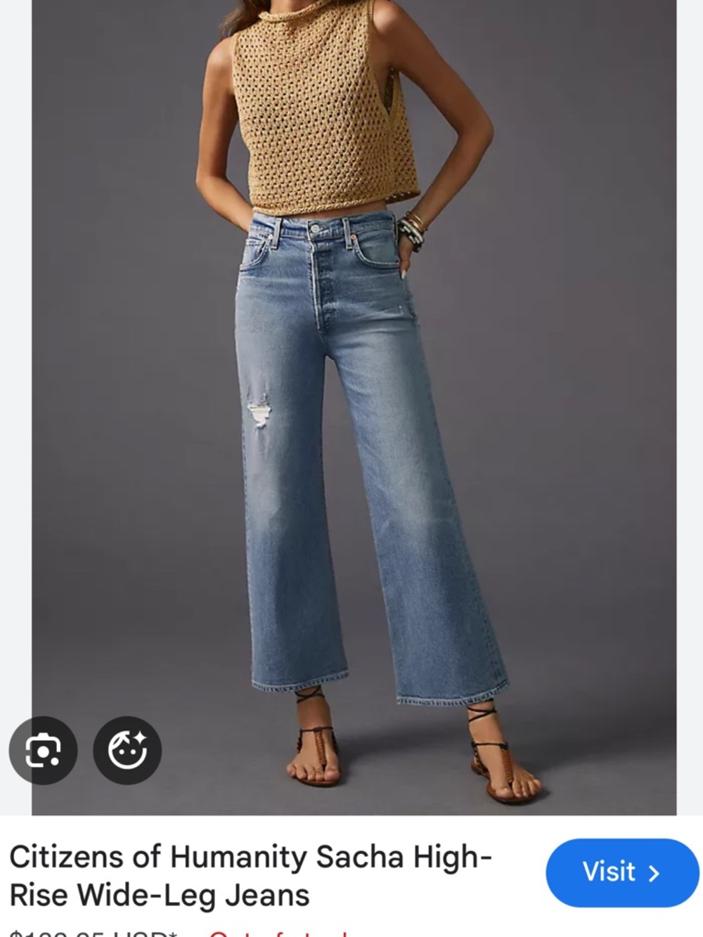 Citizens of Humanity Sacha Medium Wash Cropped Denim Jeans